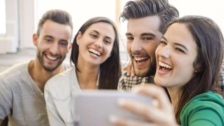 Group of friends taking a selfie in Rockville, MD