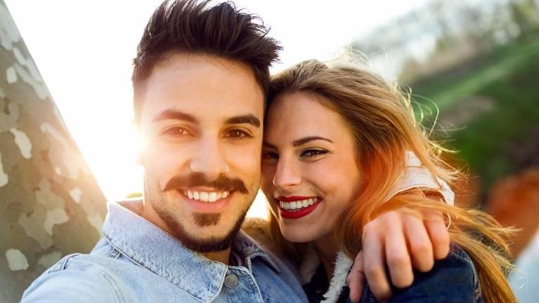 Couple taking a selfie in Rockville, MD