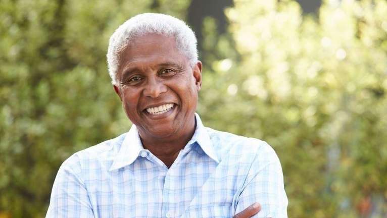 Man smiling at Mattie J.T. Stepanek Park in Rockville, MD